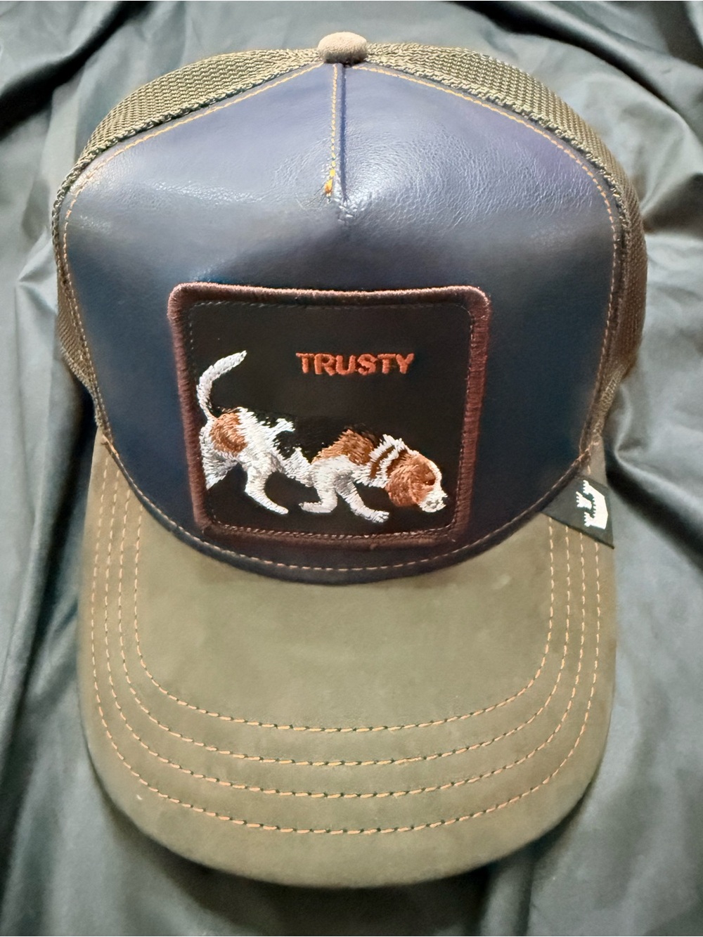 Goorin Bros Navy and Brown 'Trusty' Dog Patch Trucker Hat